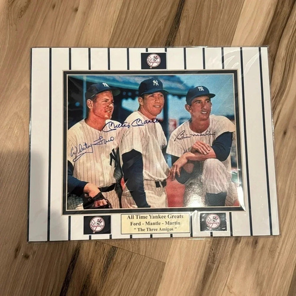 yankees Mickey  Mantle Billy Martin Whitey Ford autographed 8 x 10 photo - Picture 1 of 1